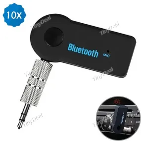 10pcs Car Audio Receiver Bluetooth4.1 EDR Wireless Audio Music Adapter with Hands-free Calls 3.5mm Stereo Output