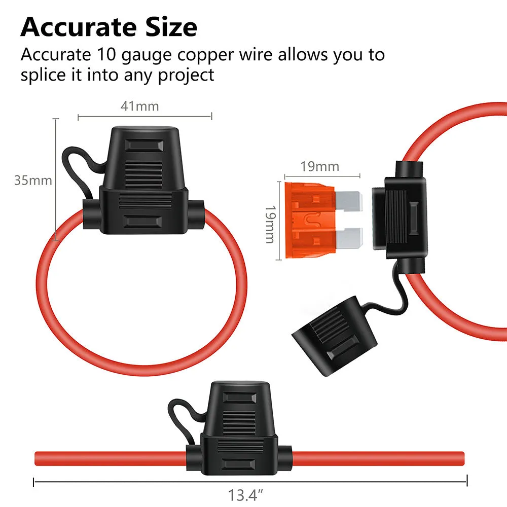 2 Pack 10 Gauge Wire Inline Fuse Holders