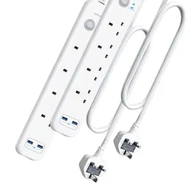 [2 Pack] Extension Cord with USB Extension Socket Power Strip A9141