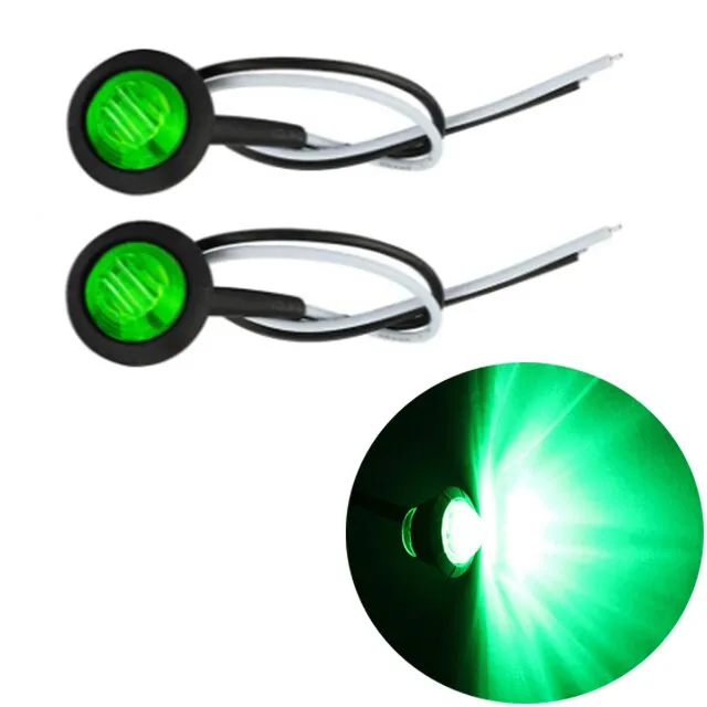 2 Pcs 3/4 Inch Mount LED Rear Side Marker Indicator Lights for Trucks, Traile ,Cab Marker, Boats 12V 24V RED GREEN YELLOW BLUE