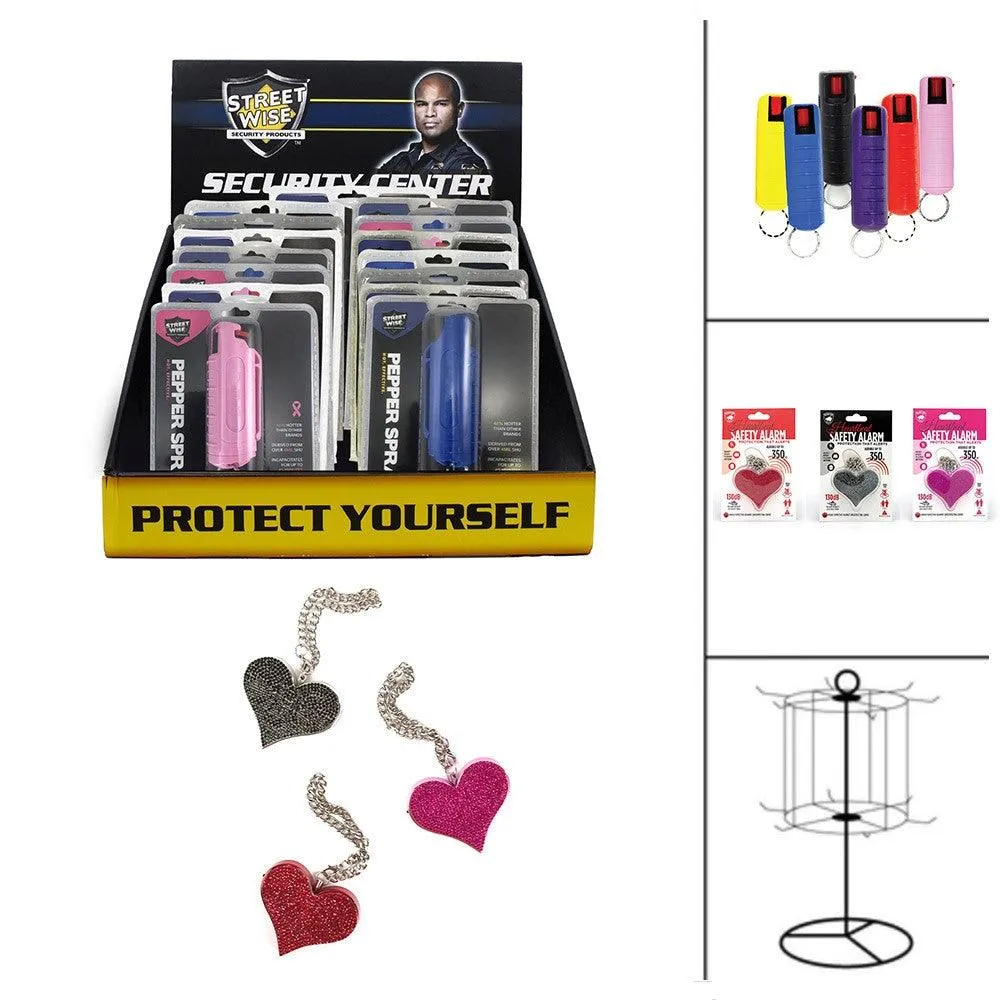 24 Units Pepper Sprays and Heartbeat Self Defense Keychains