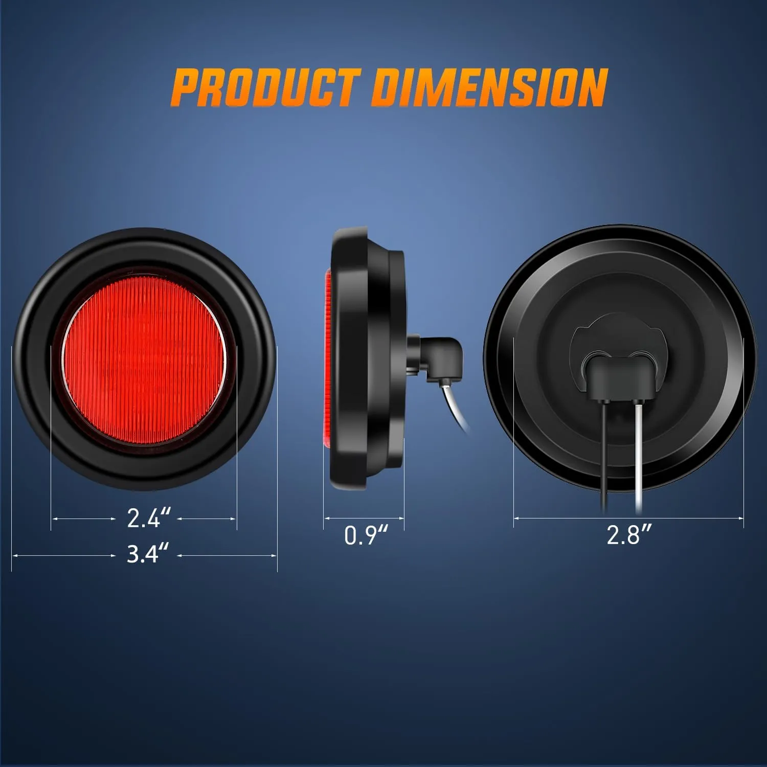 2.5 Inch Red 13 Leds Round Marker Clearance Light (4 Pcs)