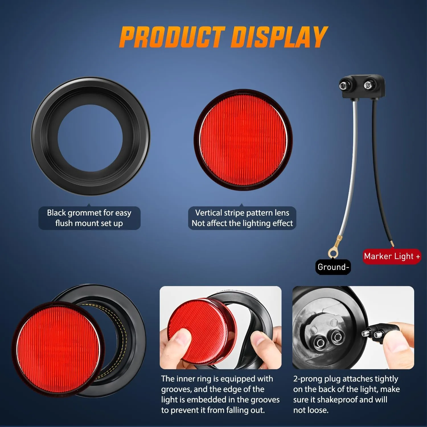2.5 Inch Red 13 Leds Round Marker Clearance Light (4 Pcs)