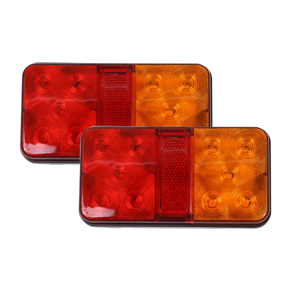 2PCS 12V 24V 10 LED Tail Light Taillight Turn Signal Indicator Stop Lamp Rear Brake Light for Car Truck Trailer Caravan