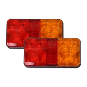 2PCS 12V 24V 10 LED Tail Light Taillight Turn Signal Indicator Stop Lamp Rear Brake Light for Car Truck Trailer Caravan