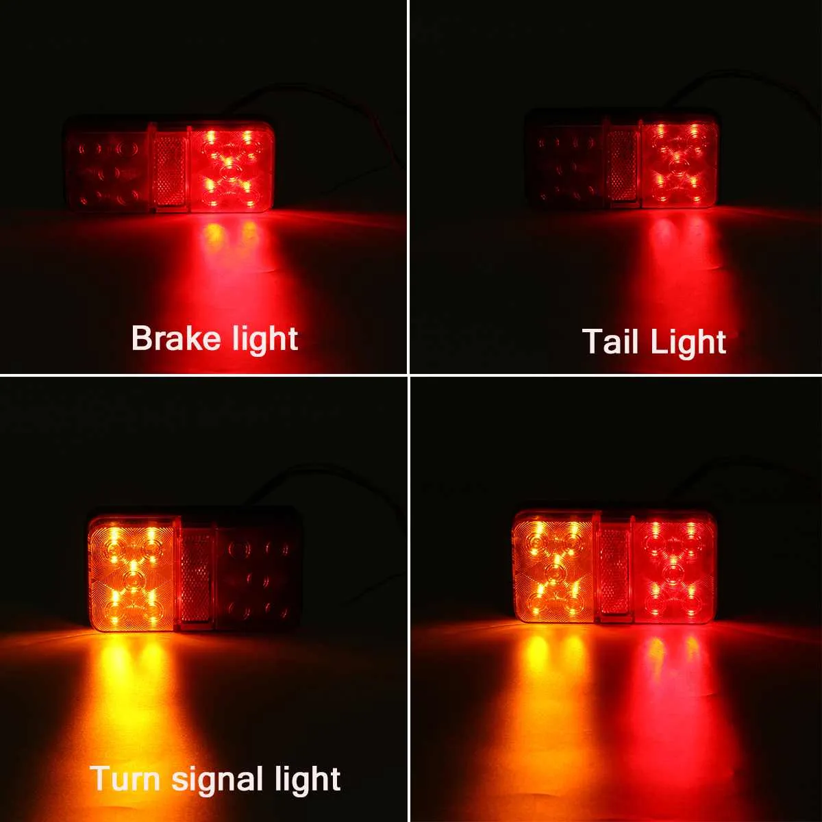 2PCS 12V 24V LED Tail Light Taillight Turn Signal Indicator Stop Lamp Rear Brake Light for Car Truck Trailer Caravan