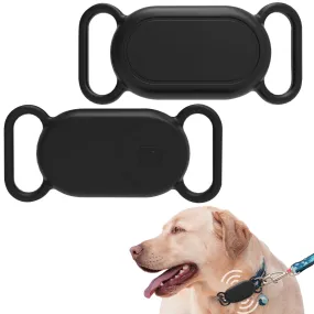 2PCS Silicone Case for Samsung Smart Tag 2 for Dog Collar, Protective Cover Sleeve Compatible with Samsung Smart Tag 2 Tracker, Item Finder Accessories, Devices Protector for Securing Holding Black