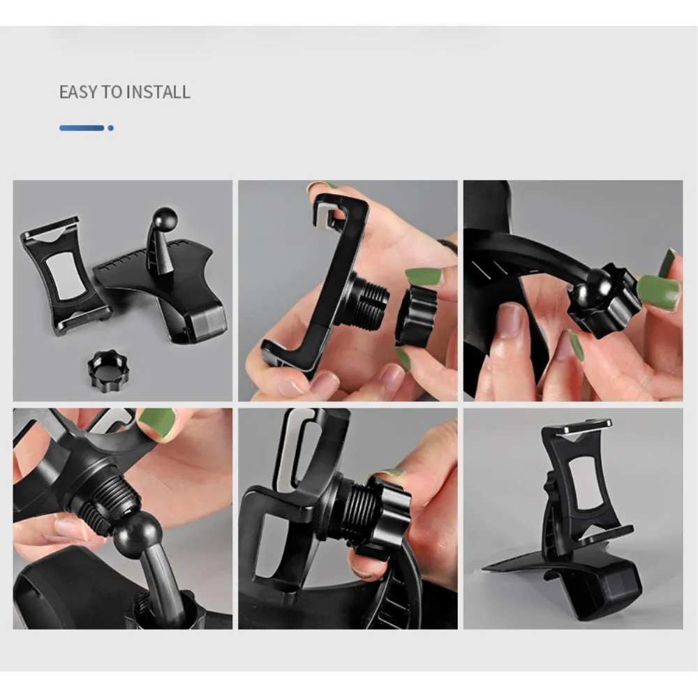 3 in 1 Car GPS Smartphone Holder: Dashboard / Visor Clamp   AC Grid Clip for AGM X1 mini - Black