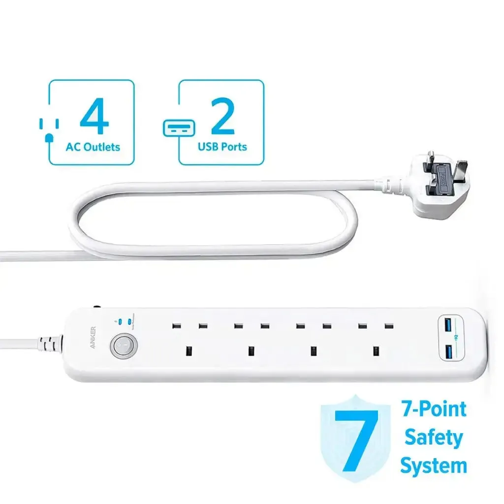 [3 Pack] Extension Cord with USB Extension Socket Power Strip A9141