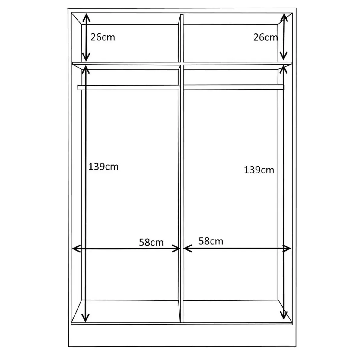 3 Pcs Reflect High Gloss XL 2 Door Sliding Wardrobe Set - Grey & White