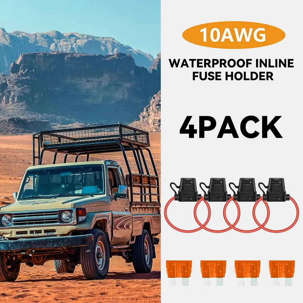 4 Pack 10 Gauge Wire Inline Fuse Holders
