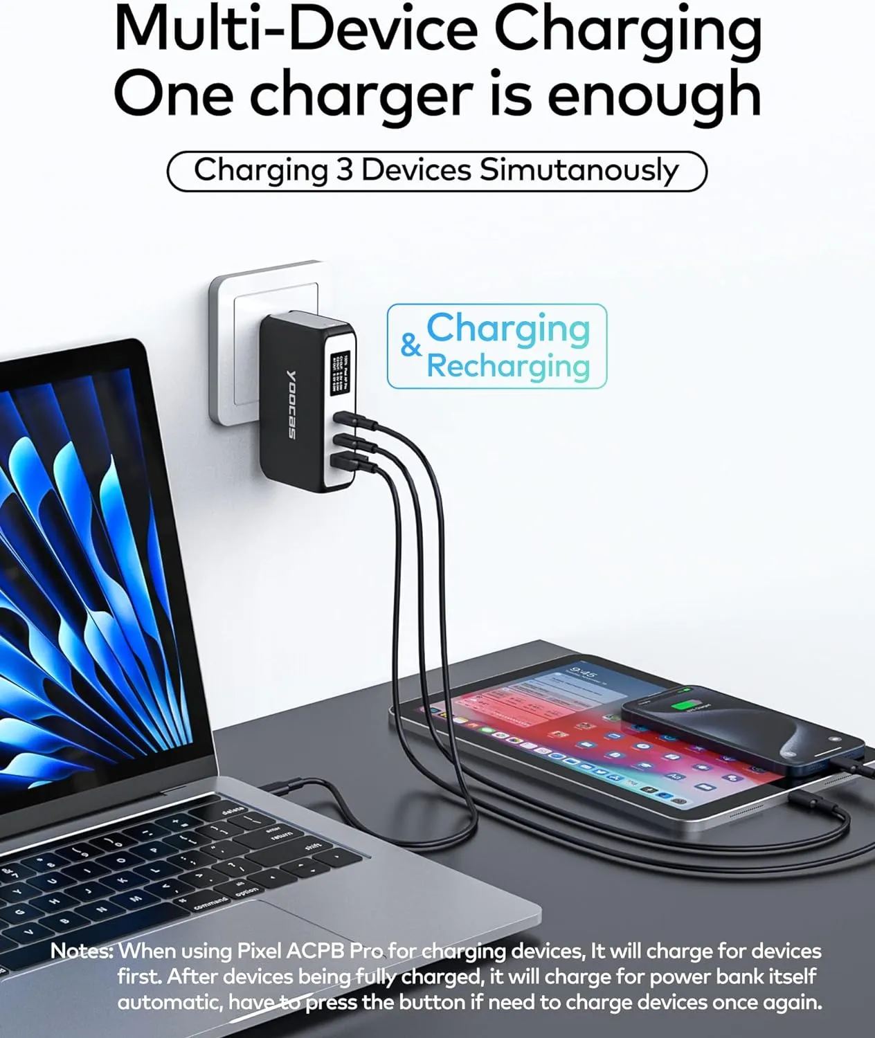 65W Usb c charger 2-in-1 external charger & 10000mAh Power Bank For iphone