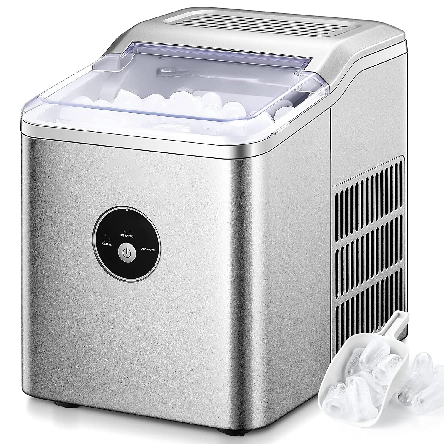 AICOOK 2L Ice Maker Countertop, 9 Ice Cubes in 5 mins, Portable Ice Maker Machine with LED Display, Ice Scoop and Basket, Silver