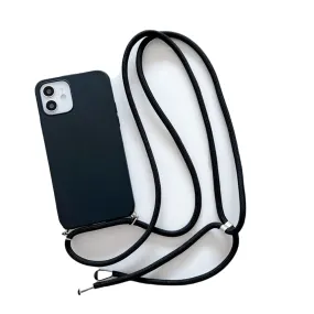 Anymob iPhone Black Crossbody Necklace Strap Lanyard Cord Phone Case Silicone Cover