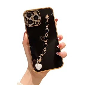 Anymob iPhone Black Love Heart Bracelet Chain Phone Case Max Soft Silicone Cover