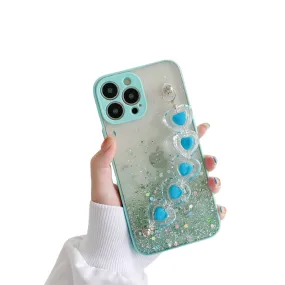 Anymob iPhone Blue Crystal Heart Bracelet Phone Chain Case Glitter Soft Cover