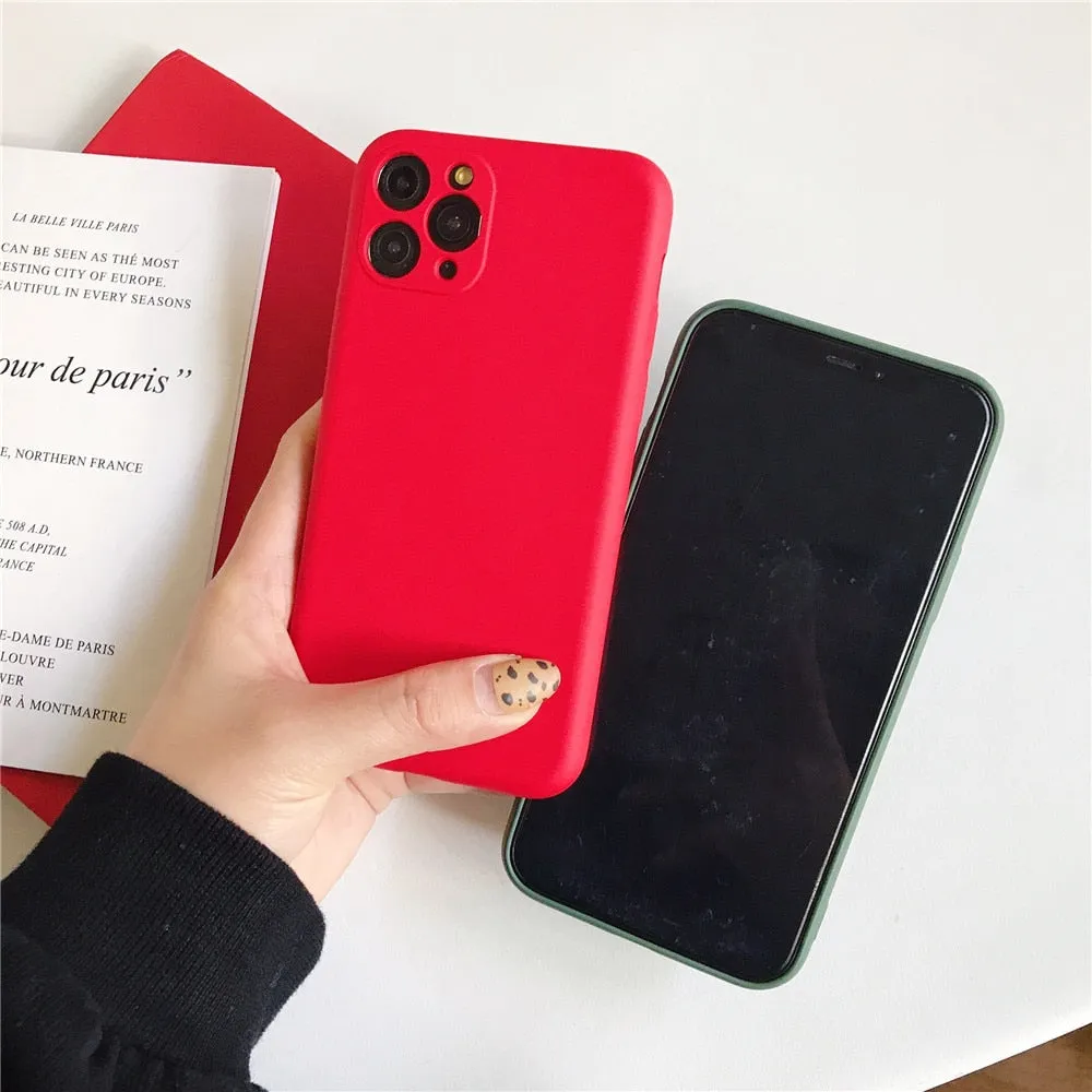Anymob iPhone Blue Liquid Silicone Case Fashion Solid Color Soft Shockproof Back Cover