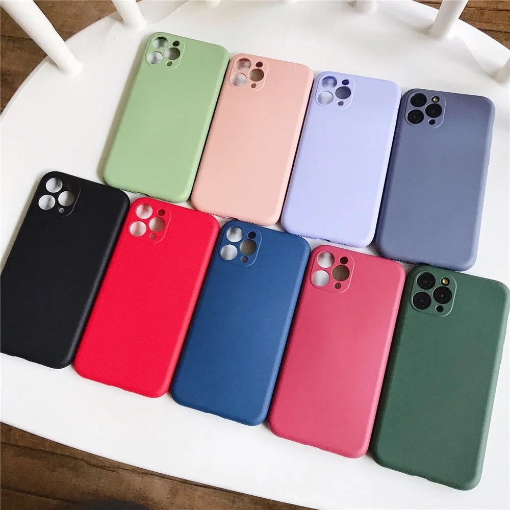 Anymob iPhone Blue Liquid Silicone Case Fashion Solid Color Soft Shockproof Back Cover