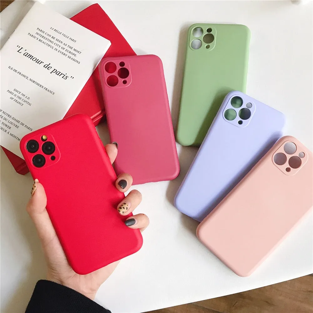 Anymob iPhone Blue Liquid Silicone Case Fashion Solid Color Soft Shockproof Back Cover
