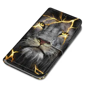 Anymob iPhone Case Black Lion Cartoon Painted Flip Wallet Leather Phone Cover