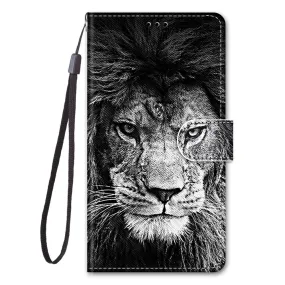 Anymob iPhone Case Black Lion Lovely Cartoon Cat Phone Bag Flip Wallet Leather Protection Cover