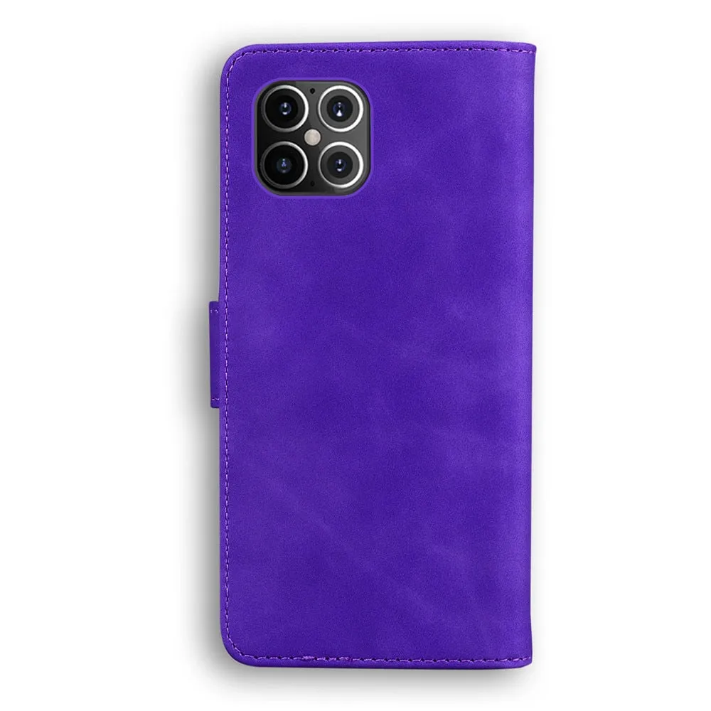 Anymob iPhone Case Black Magnetic Leather Wallet Flip Solid Color Phone Cover