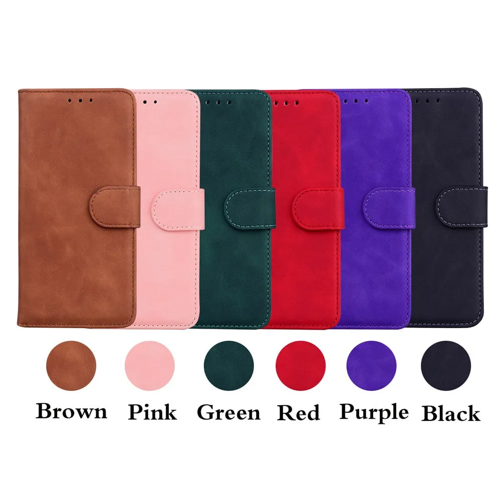 Anymob iPhone Case Black Magnetic Leather Wallet Flip Solid Color Phone Cover
