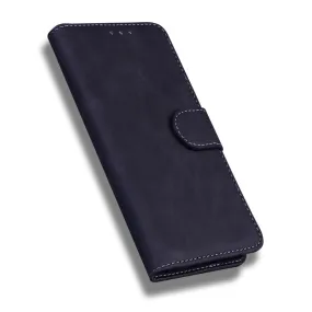 Anymob iPhone Case Black Magnetic Leather Wallet Flip Solid Color Phone Cover
