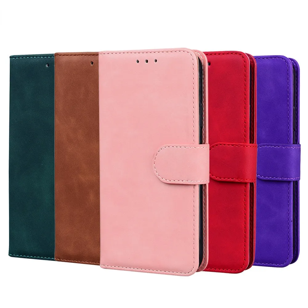 Anymob iPhone Case Black Magnetic Leather Wallet Flip Solid Color Phone Cover