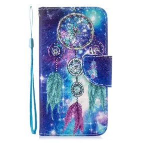 Anymob iPhone Case Blue Unicorn Painted Leather Magnetic Flip Wallet Cover Shell