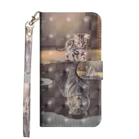 Anymob iPhone Case Brown Cat Flip Leather 3D Panda Painted Wallet Back Cover