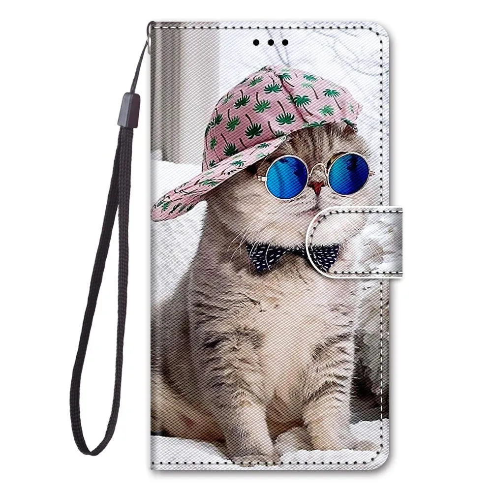 Anymob iPhone Case Brown Cat Lovely Cartoon Cat Phone Bag Flip Wallet Leather Protection Cover