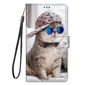 Anymob iPhone Case Brown Cat Lovely Cartoon Cat Phone Bag Flip Wallet Leather Protection Cover