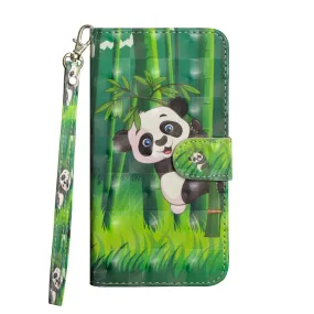 Anymob iPhone Case Green Panda Flip Leather 3D Panda Painted Wallet Back Cover