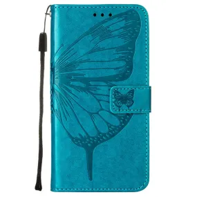 Anymob iPhone Case Ocean Blue Embossed Butterfly Flip Magnetic Wallet Leather Phone Cover