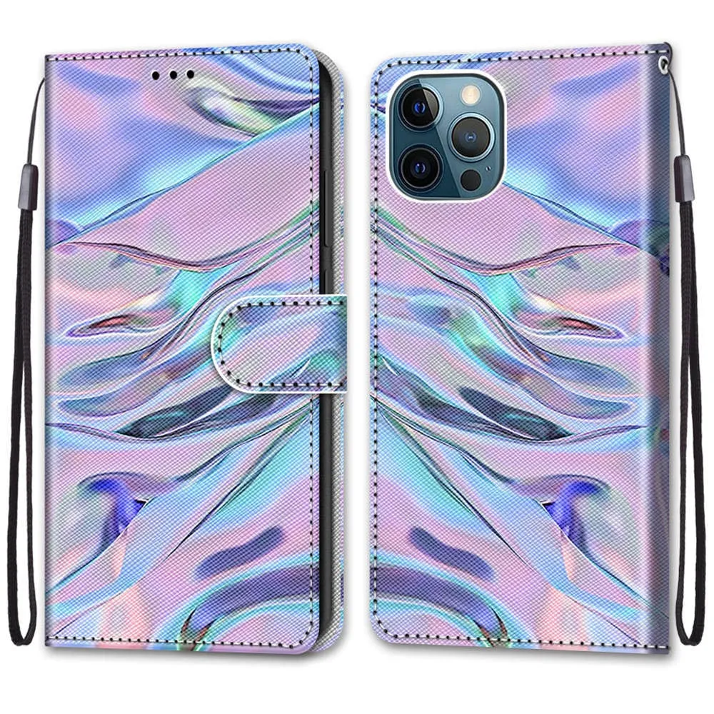 Anymob iPhone Case Pink And White Flip Leather Wallet Animal Painting Phone Book Style Cover
