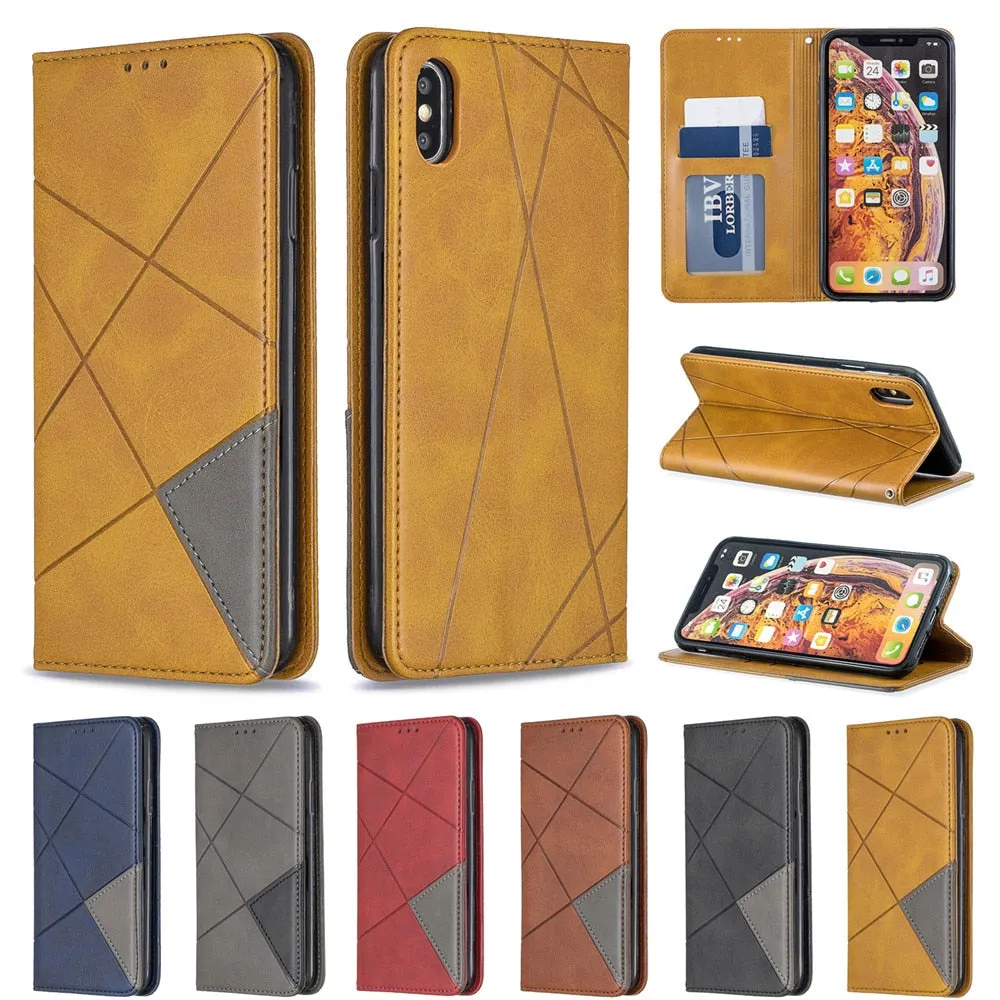Anymob iPhone Case Red Flip Wallet Luxury Vintage Business Leather Magnetic Phone Bag