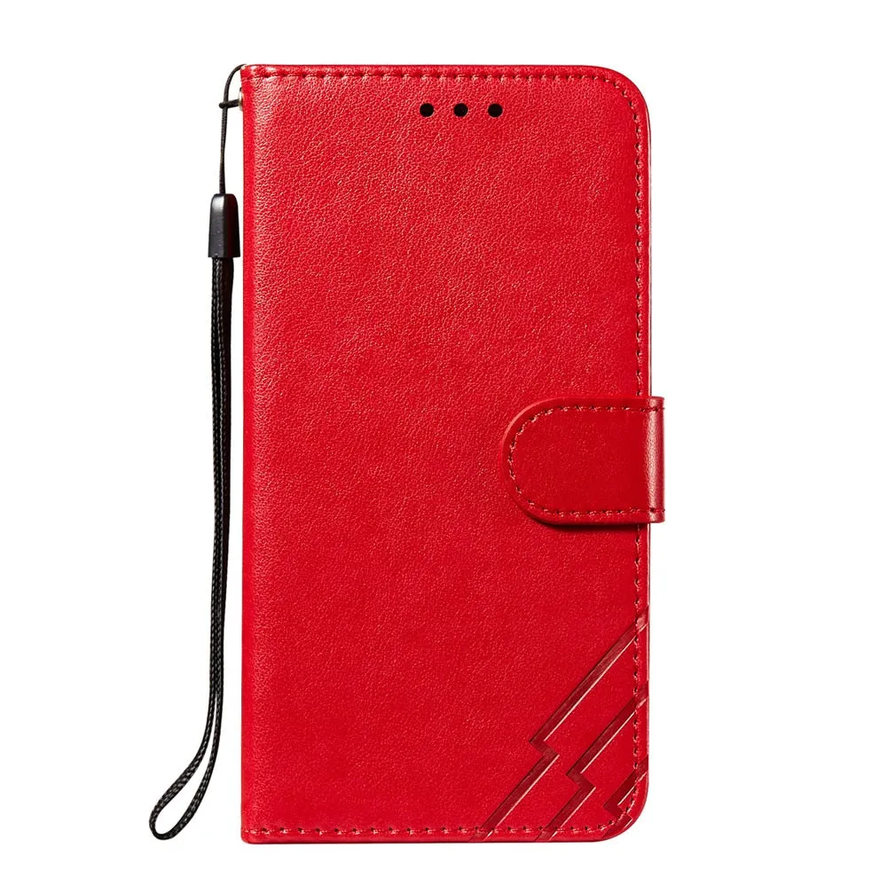 Anymob iPhone Case Red Solid Color Leather Fashion Magnetic Flip Wallet Cover