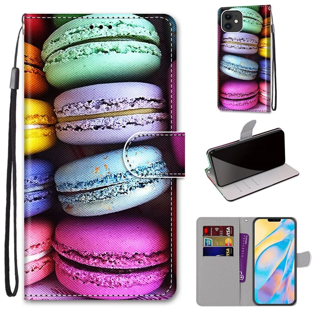 Anymob iPhone Case Rocstar Cat Lovely Cartoon Cat Phone Bag Flip Wallet Leather Protection Cover
