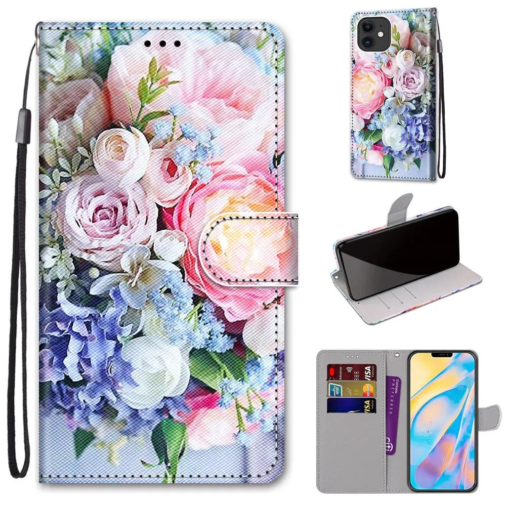 Anymob iPhone Case Rocstar Cat Lovely Cartoon Cat Phone Bag Flip Wallet Leather Protection Cover