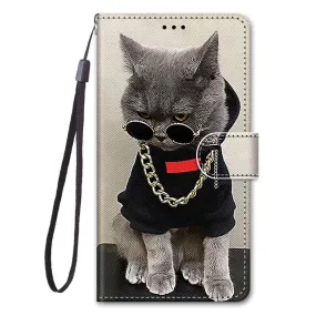 Anymob iPhone Case Rocstar Cat Lovely Cartoon Cat Phone Bag Flip Wallet Leather Protection Cover