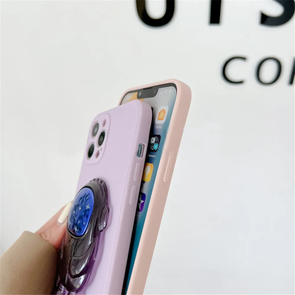 Anymob iPhone Case White And Yellow Transparent Astronaut Kickstand Shockproof Silicone Cover