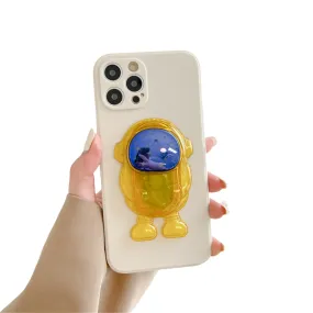 Anymob iPhone Case White And Yellow Transparent Astronaut Kickstand Shockproof Silicone Cover