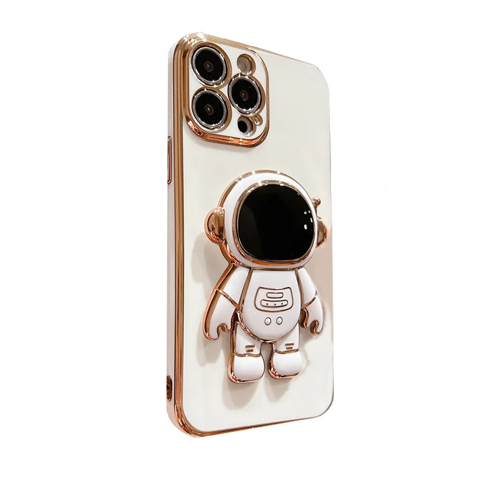 Anymob iPhone Case White Universal 6D Astronaut Foldable Holder Phone Cover