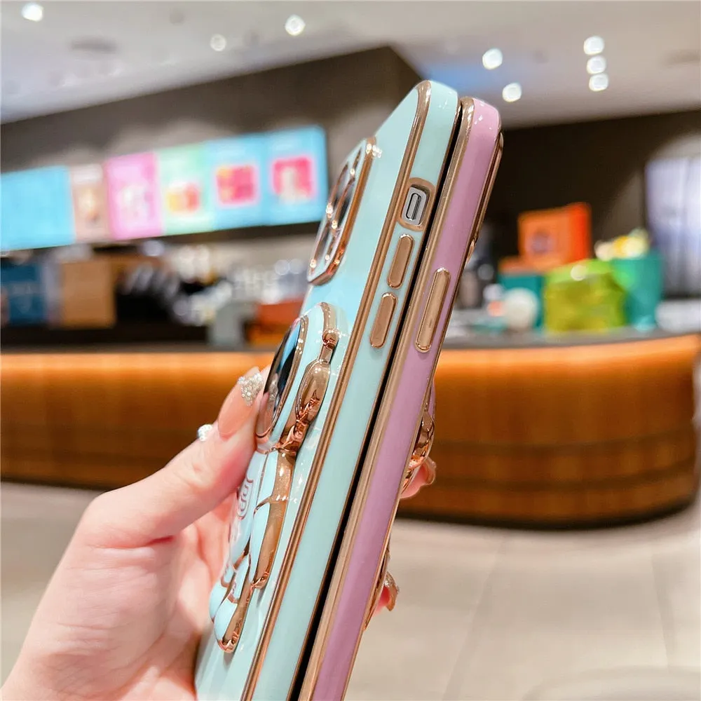 Anymob iPhone Case White Universal 6D Astronaut Foldable Holder Phone Cover