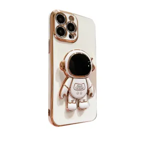Anymob iPhone Case White Universal 6D Astronaut Foldable Holder Phone Cover