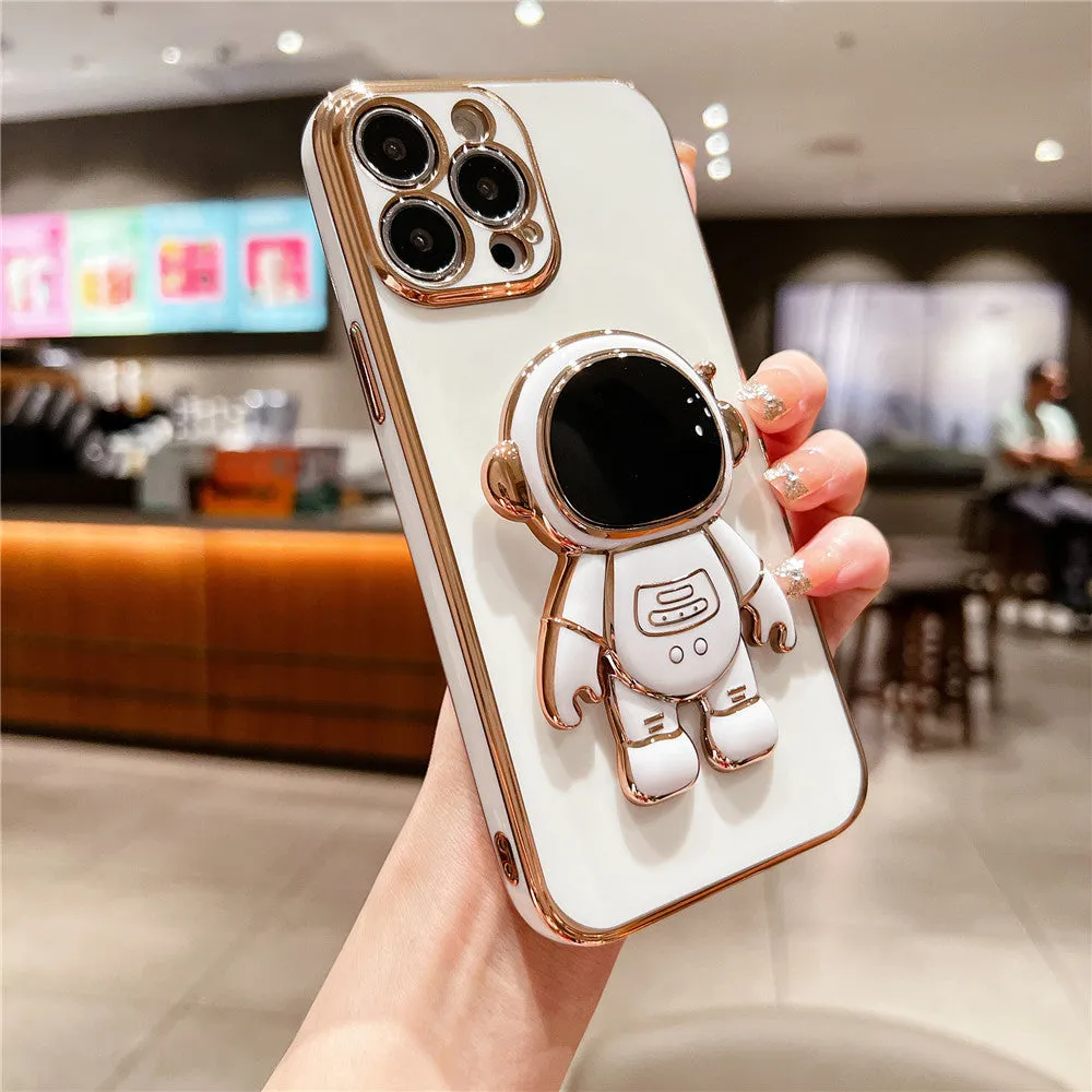 Anymob iPhone Case White Universal 6D Astronaut Foldable Holder Phone Cover