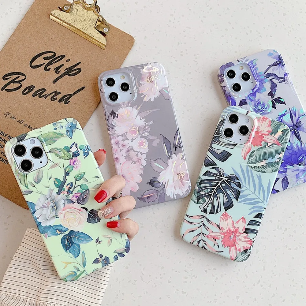 Anymob iPhone Coffee Leaf Marble Phone Case Soft Silicone Cover