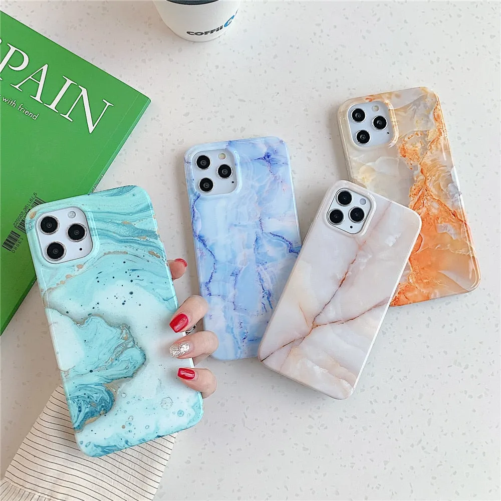 Anymob iPhone Coffee Leaf Marble Phone Case Soft Silicone Cover