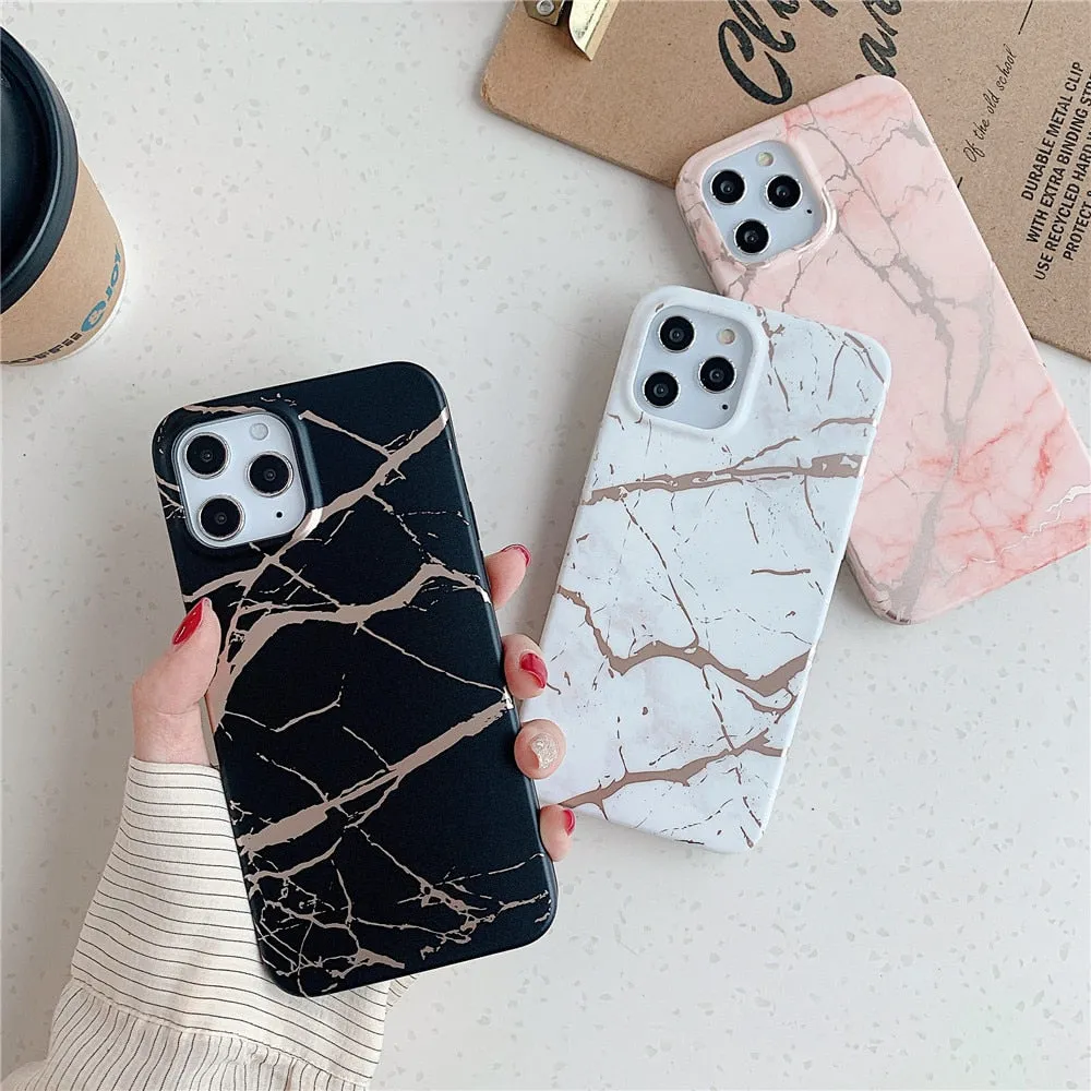 Anymob iPhone Coffee Leaf Marble Phone Case Soft Silicone Cover